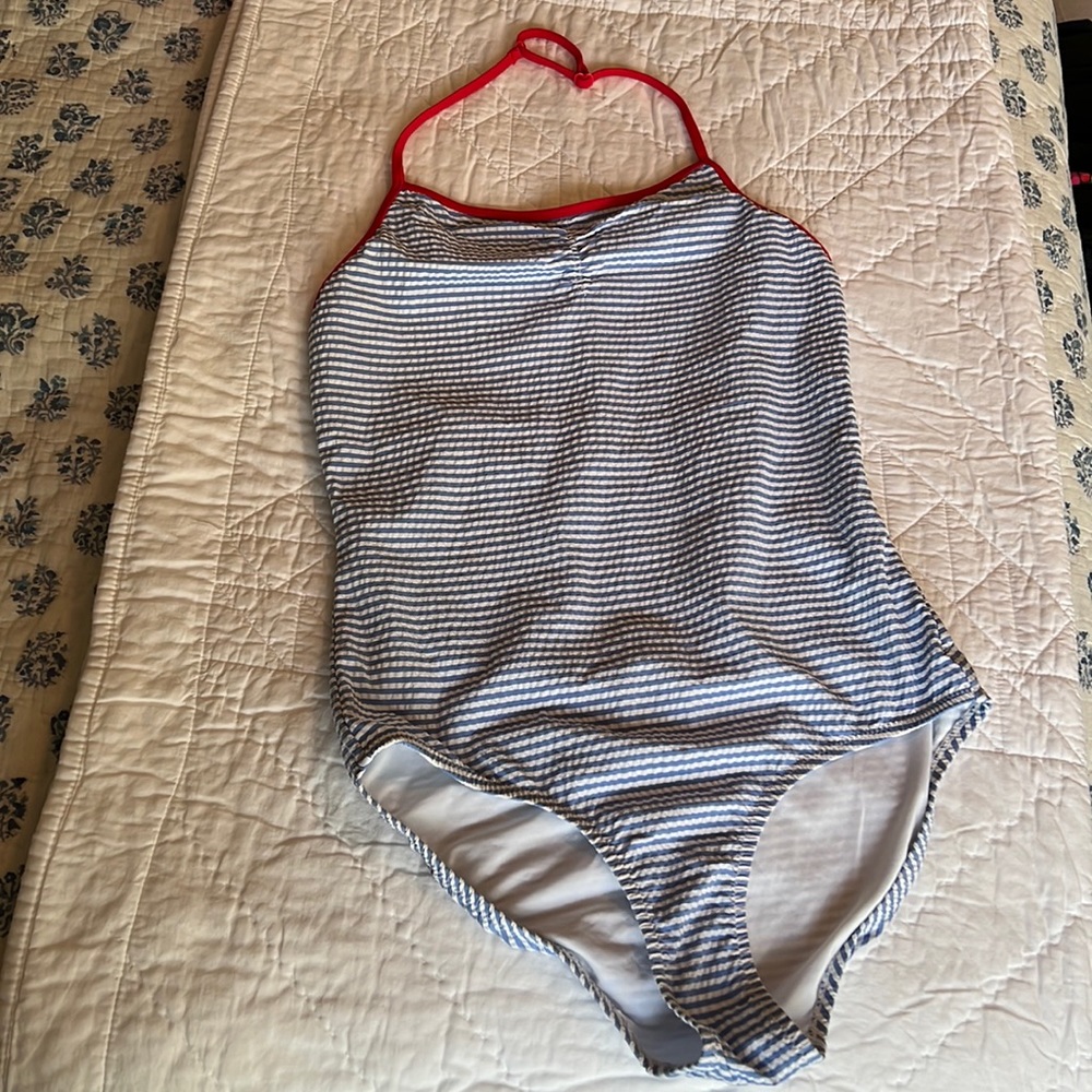 Crewcuts Blue and White Seersucker One Piece